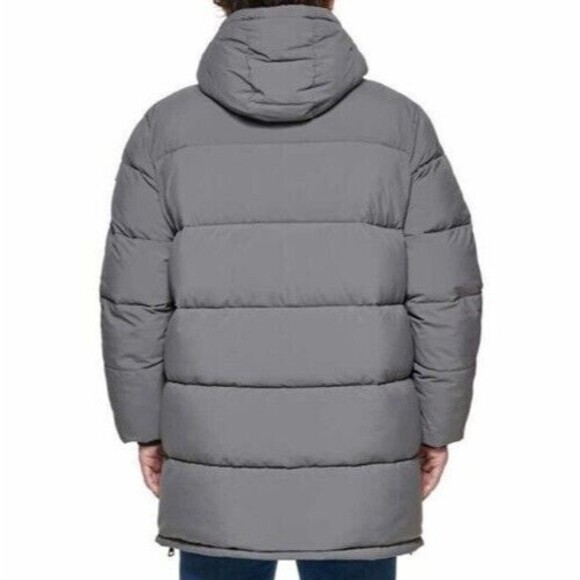 NWT DKNY WOMEN'S HOODED LONG PUFFER COAT JACKET DARK GRAY XXL - Picture 2 of 2